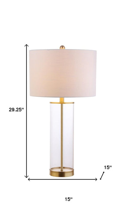 29" Gold Table Lamp With Drum Shade HomeRoots