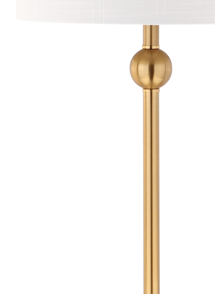 Set of Two 35" Clear And Brass Table Lamps With Drum Shades — view 1