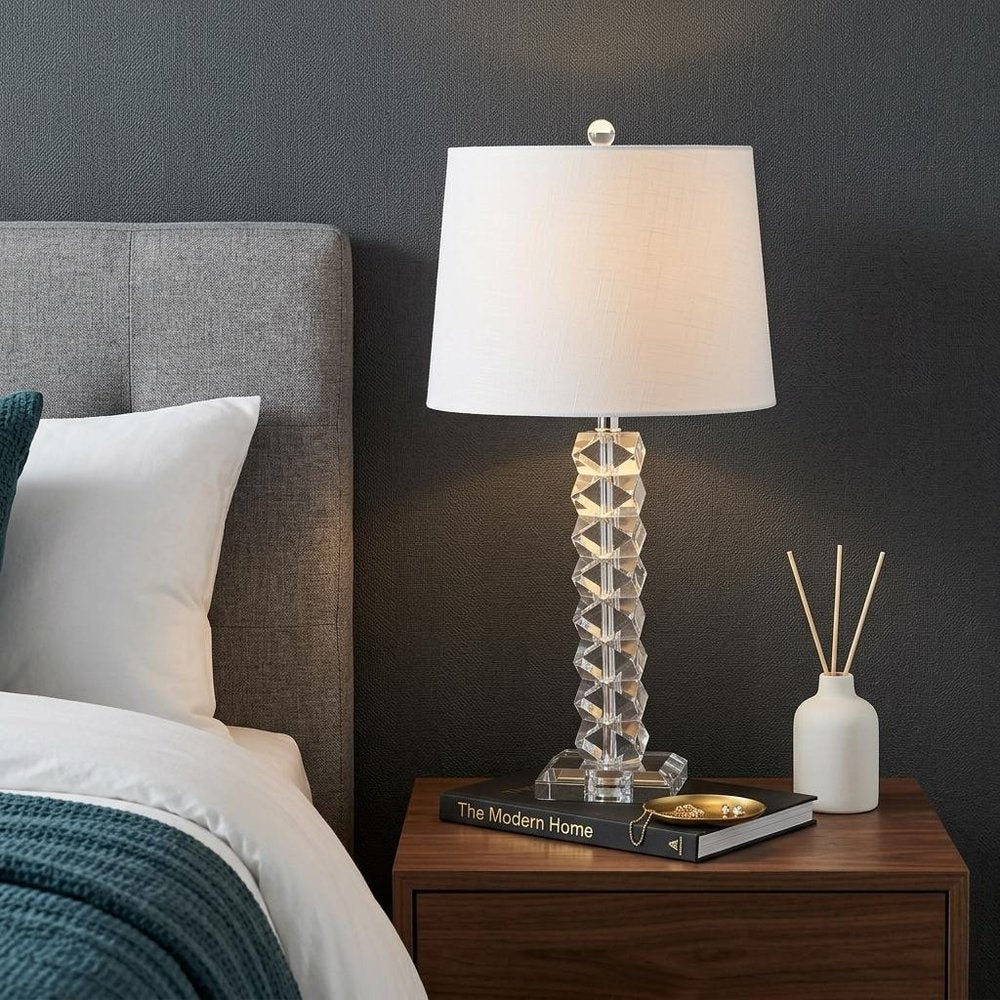 26" Clear Novelty Table Lamp With Drum Shade HomeRoots