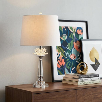 25" Clear Novelty Table Lamp With Drum Shade HomeRoots
