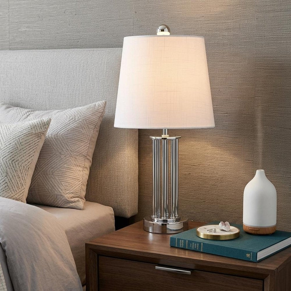 18" Silver Novelty Column Lamp With Empire Shade HomeRoots