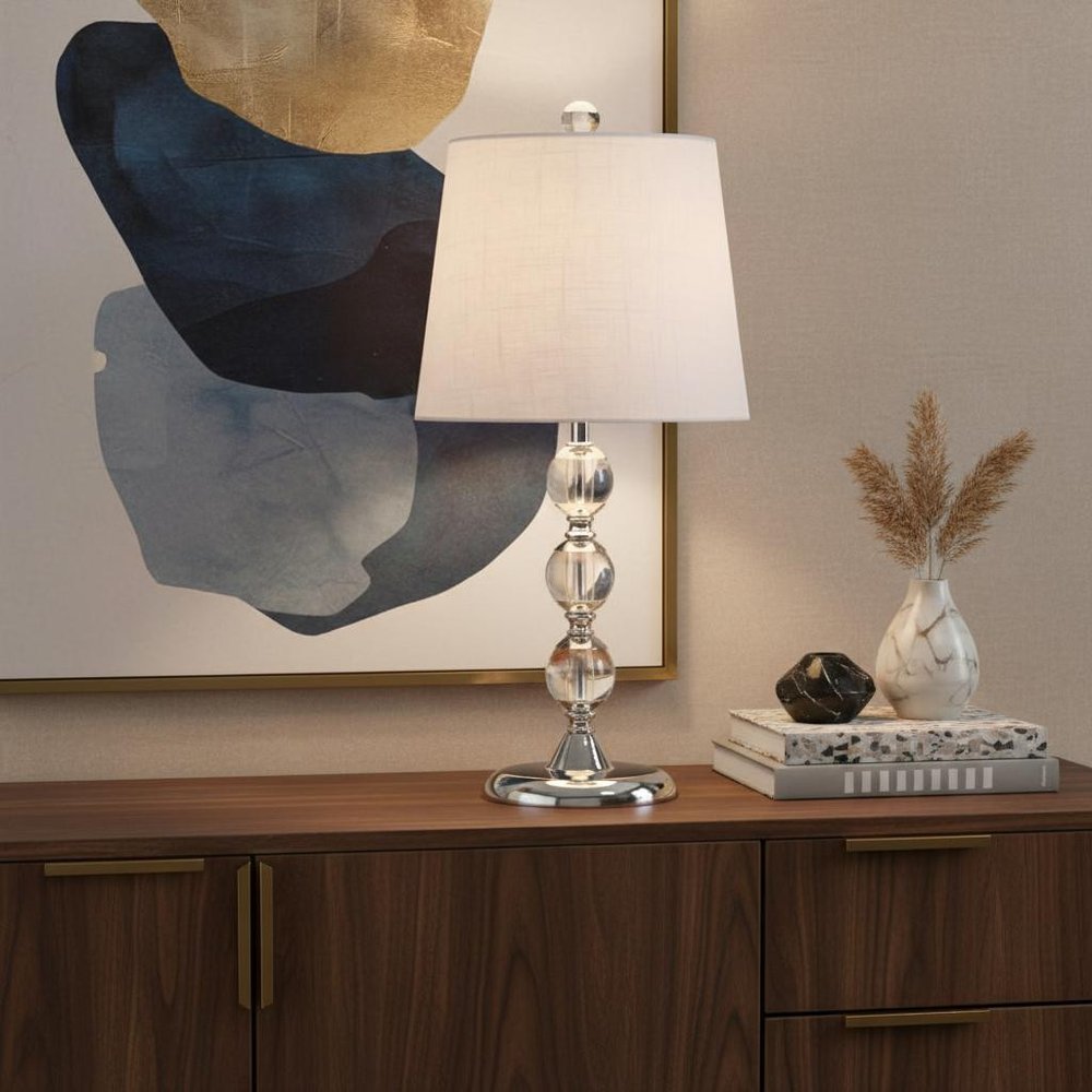 20" Silver And Clear Novelty Desk Lamp With Empire Shade — view 8