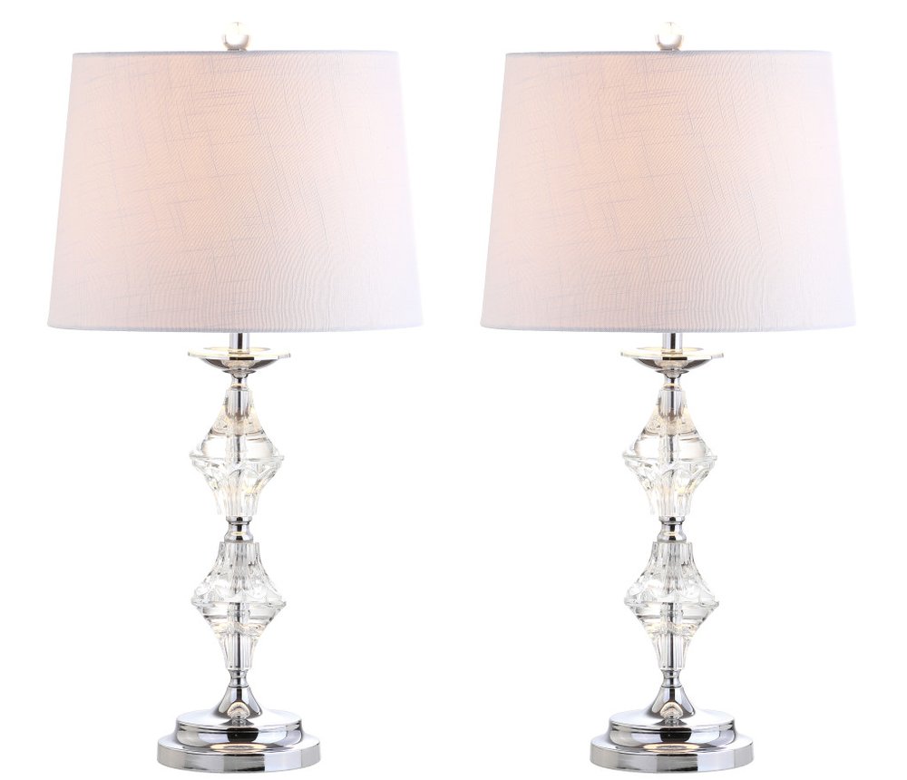 Set of Two 28" Silver Novelty Bedside Lamps With Drum Shades — view 5