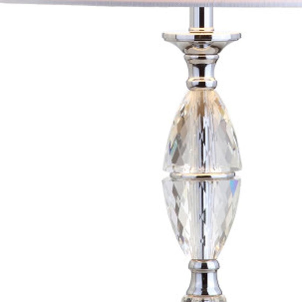 Set of Two 26" Clear And Silver Novelty Table Lamps With Drum Shades — view 8