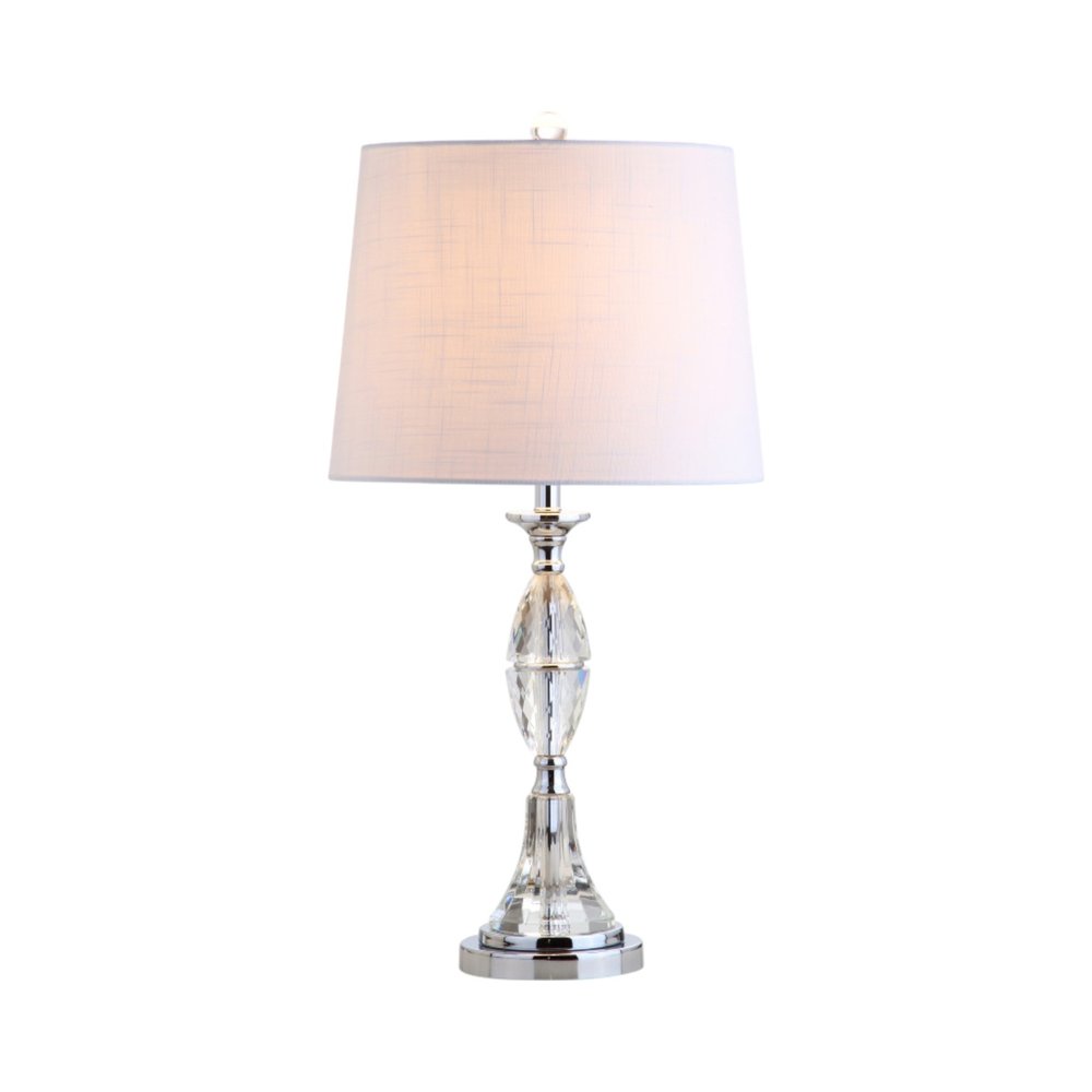 Set of Two 26" Clear And Silver Novelty Table Lamps With Drum Shades — view 9