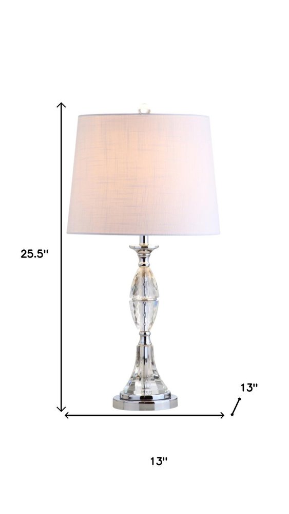 Set of Two 26" Clear And Silver Novelty Table Lamps With Drum Shades — view 11