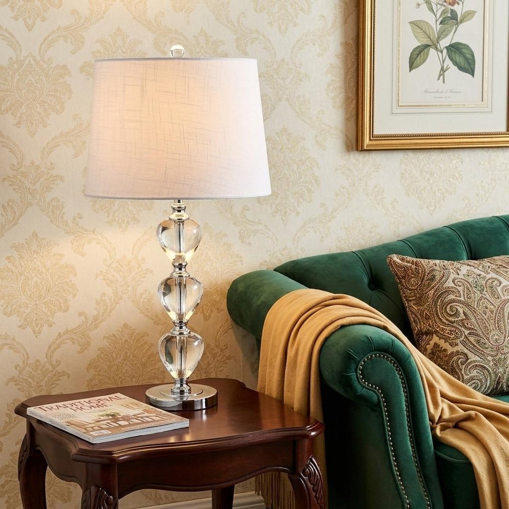 27" Silver Globe Table Lamp With Drum Shade — view 7