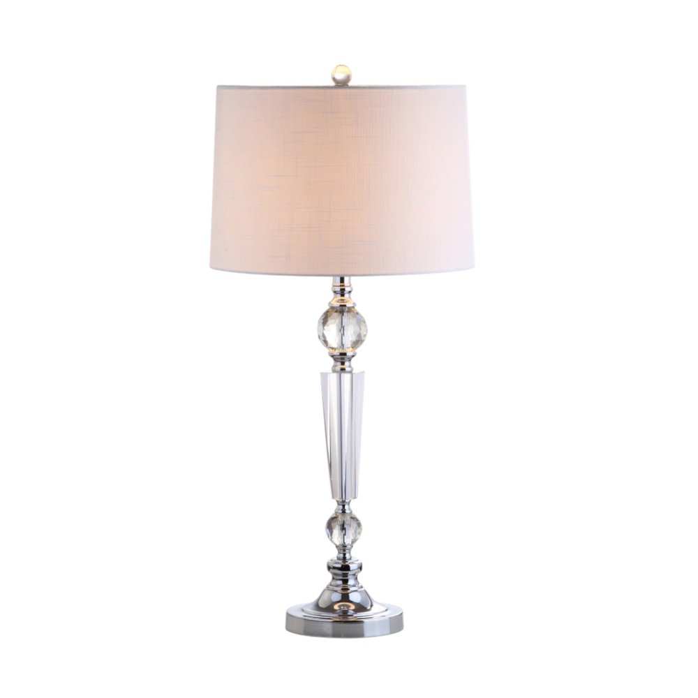 Set of Two 31" Clear And Silver Table Lamps With Drum Shades — view 5