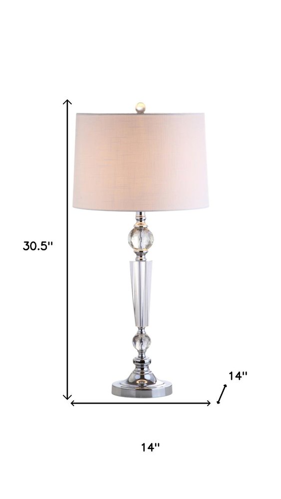 Set of Two 31" Clear And Silver Table Lamps With Drum Shades — view 6