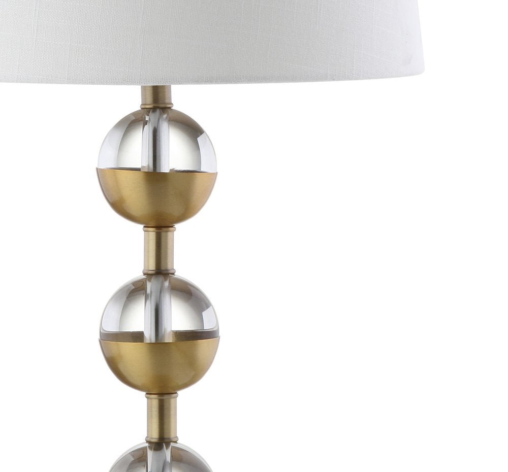 Set of Two 28" Gold Round Bedside Lamps With Drum Shades — view 2