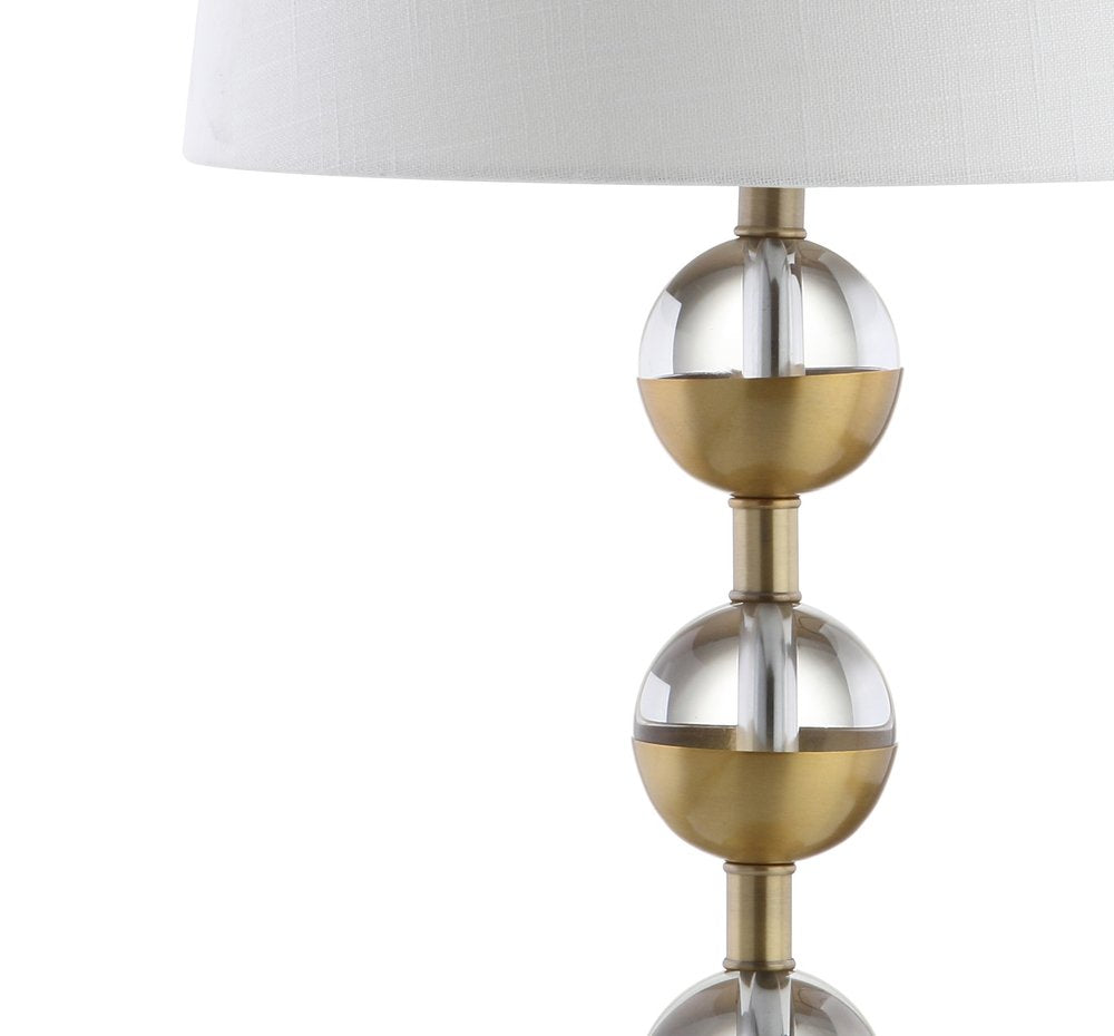 Set of Two 28" Gold Round Bedside Lamps With Drum Shades — view 1