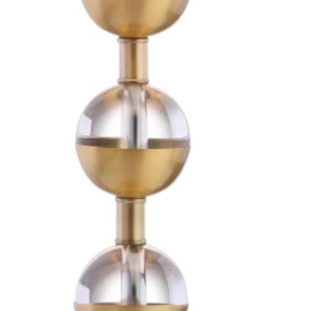 Set of Two 28" Gold Round Bedside Lamps With Drum Shades — view 5