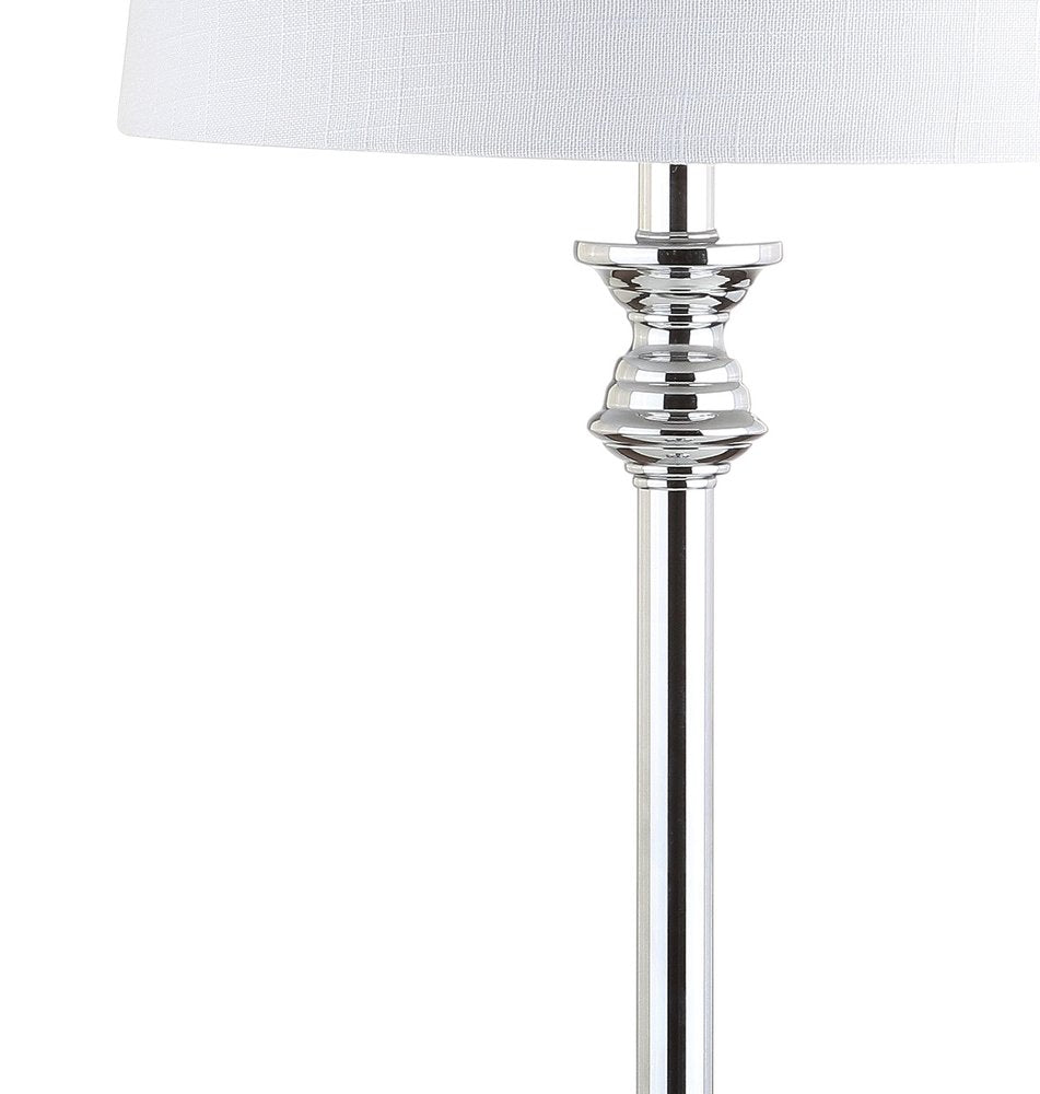 Set of Two 33" Silver Table Lamps With Drum Shades — view 1