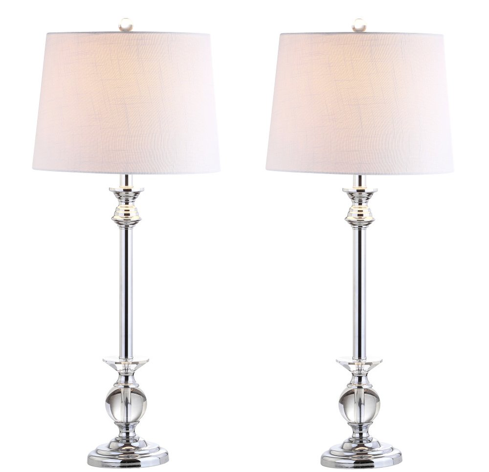 Set of Two 33" Silver Table Lamps With Drum Shades — view 4