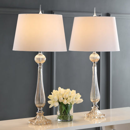 Set of Two 33" Champagne Novelty Table Lamps With Globe Shades