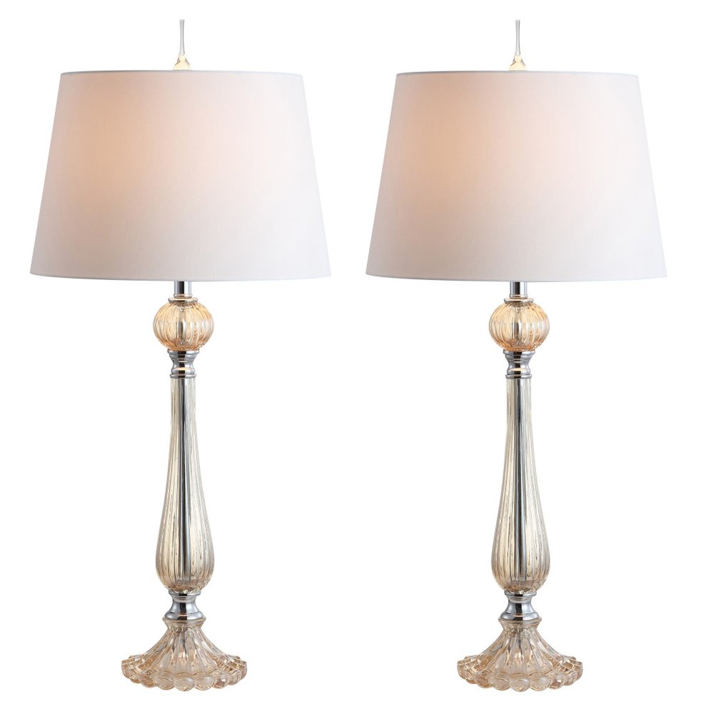Set of Two 33" Champagne Novelty Table Lamps With Globe Shades — view 6