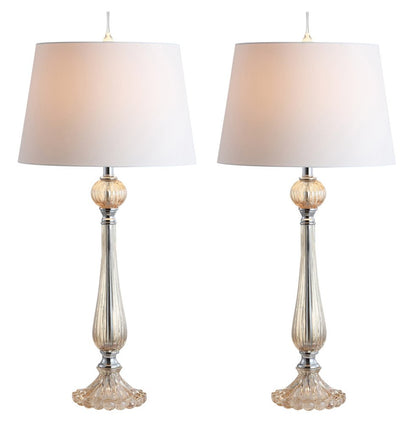 Set of Two 33" Champagne Novelty Table Lamps With Globe Shades