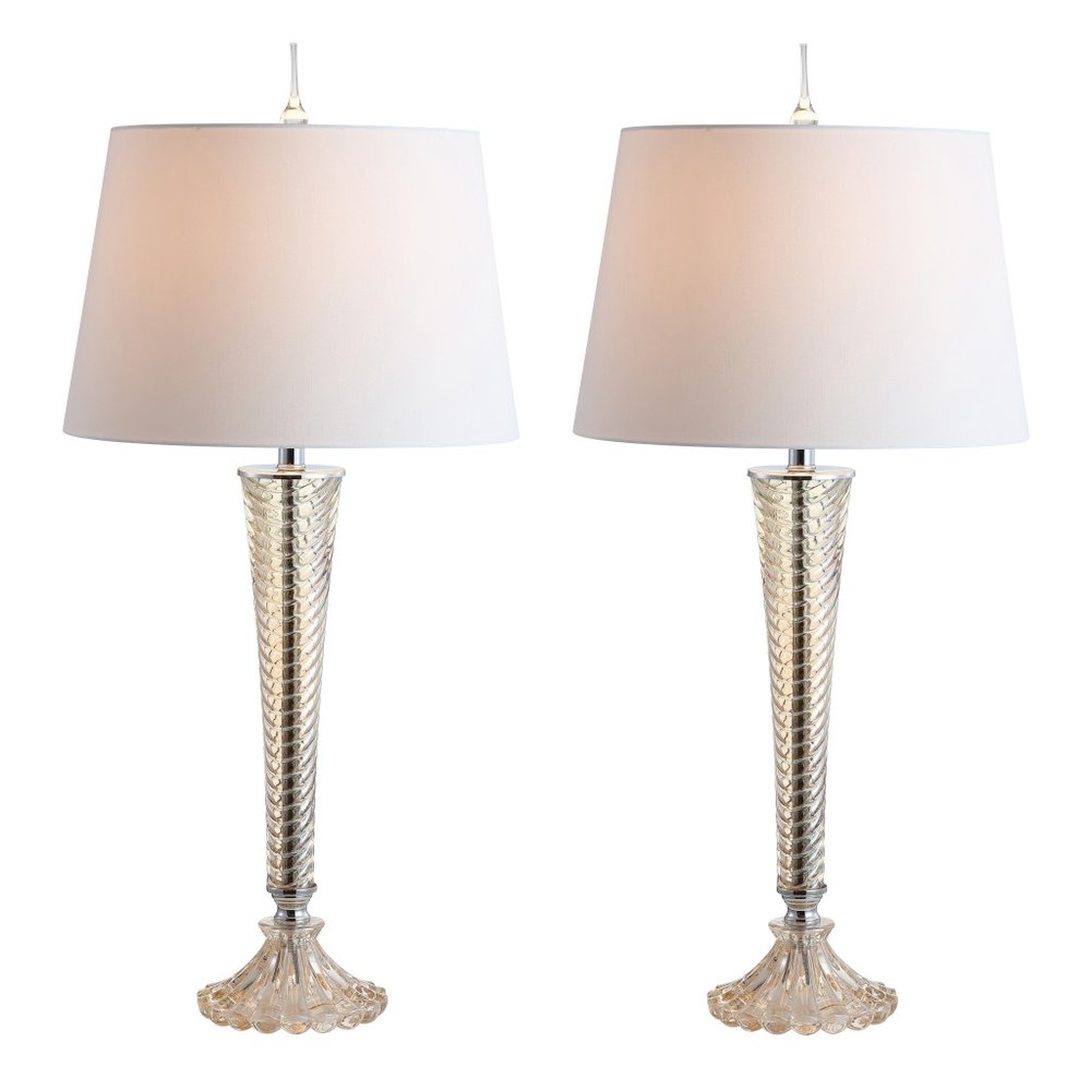 Set of Two 32" Champagne Urn Buffet Lamps With Globe Shades — view 6