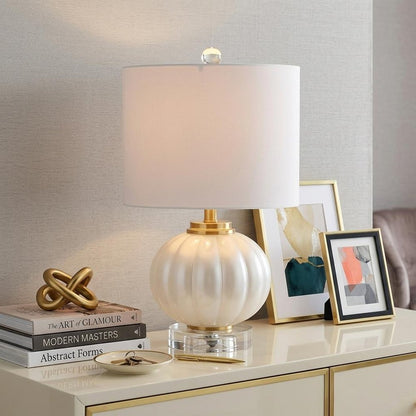 18" Clear Novelty Bedside Lamp With Drum Shade HomeRoots