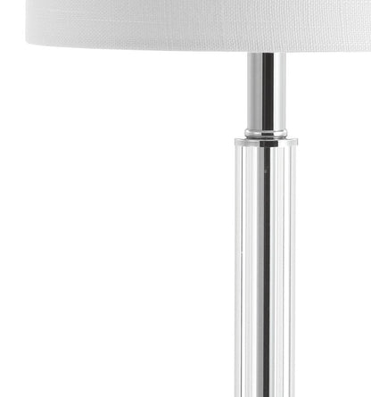 Set of Two 20" Clear Table Lamps With Drum Shades