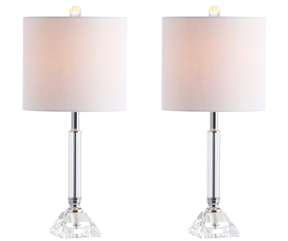 Set of Two 20" Clear Table Lamps With Drum Shades — view 3