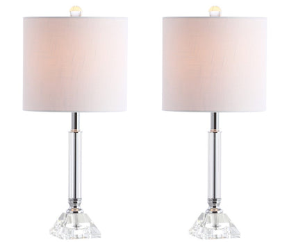 Set of Two 20" Clear Table Lamps With Drum Shades