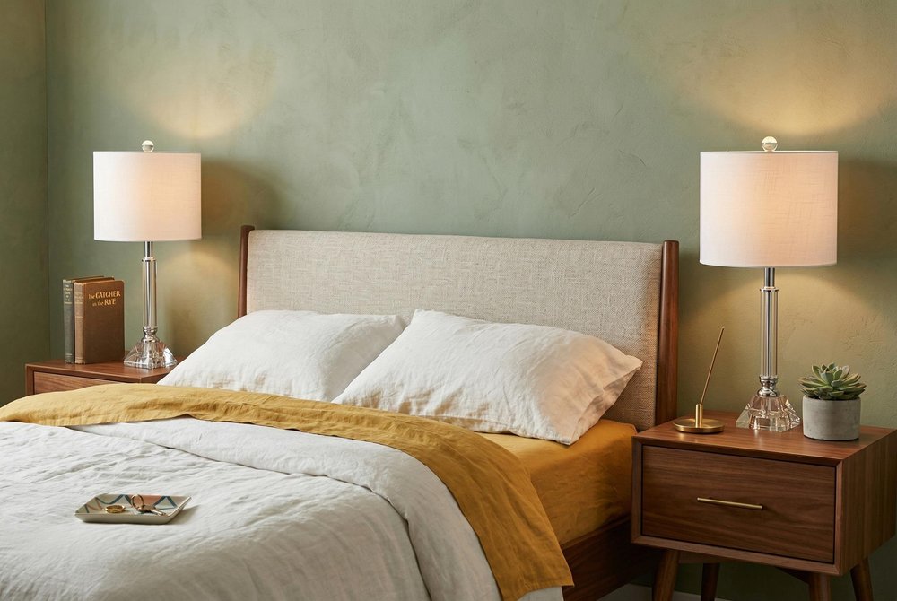 Set of Two 20" Clear Table Lamps With Drum Shades — view 6