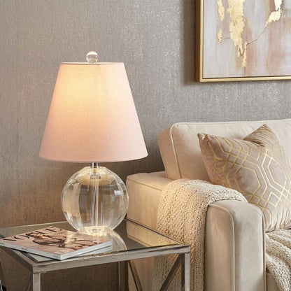 16" Clear Globe Bedside Lamp With Empire Shade HomeRoots