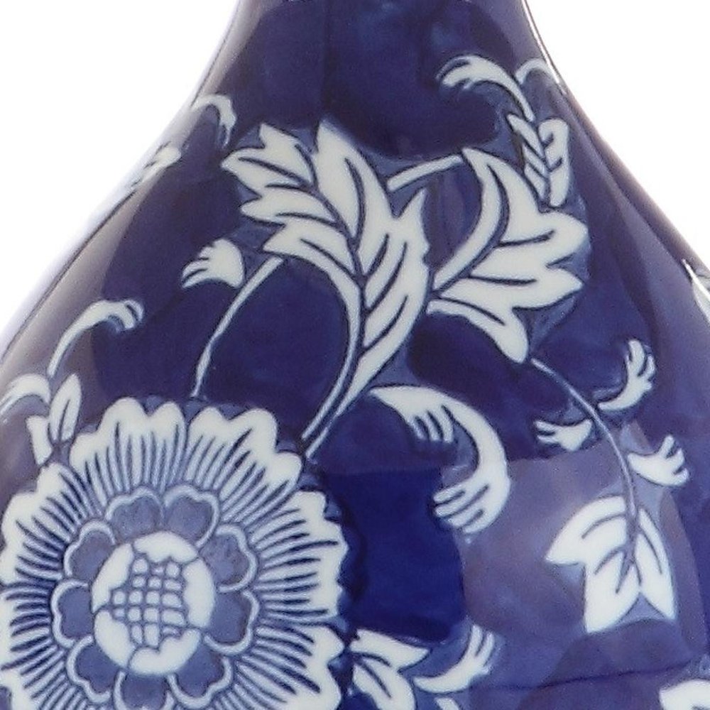 27" Blue Gold And White Novelty Table Lamp With Drum Shade — view 4