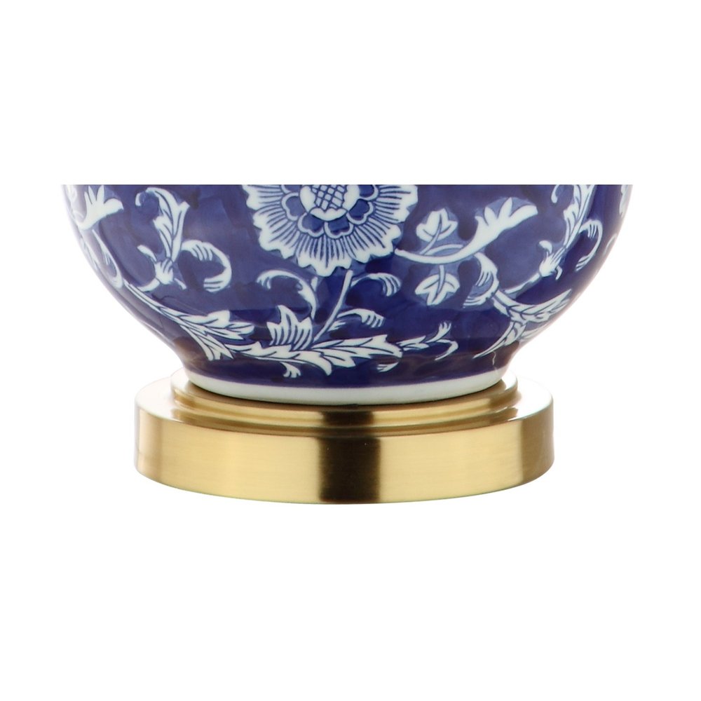 27" Blue Gold And White Novelty Table Lamp With Drum Shade — view 3
