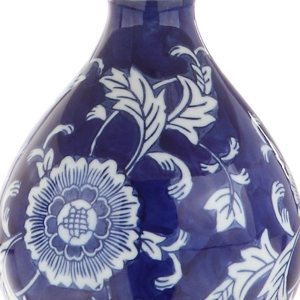 27" Blue Gold And White Novelty Table Lamp With Drum Shade — view 5