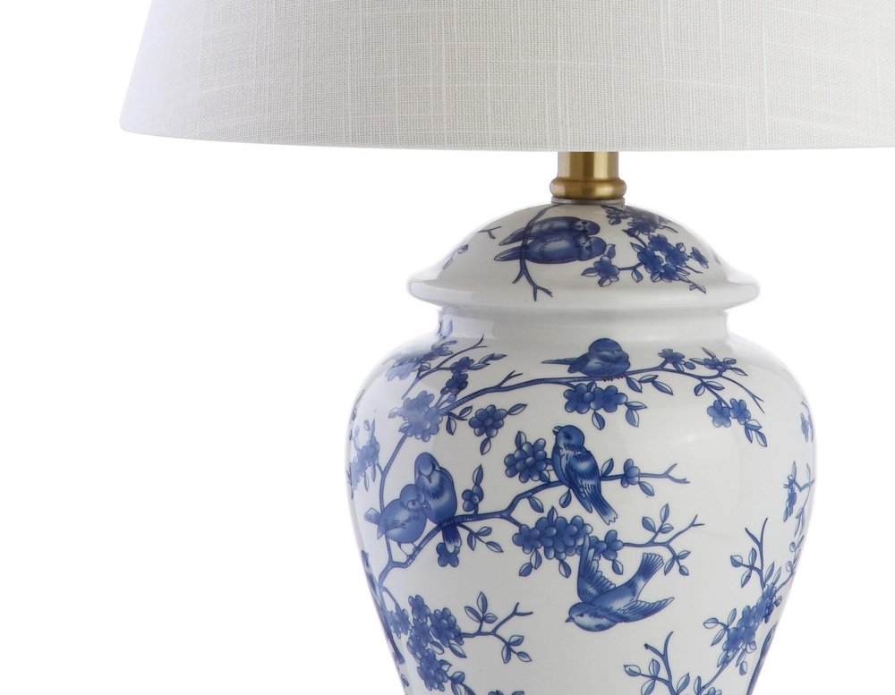 22" Blue Gold And White Urn Table Lamp With Empire Shade HomeRoots