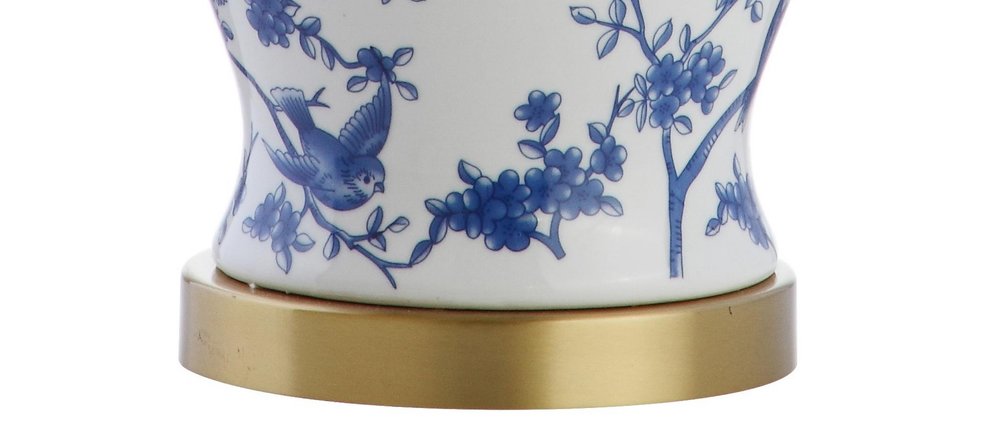 22" Blue Gold And White Urn Table Lamp With Empire Shade HomeRoots