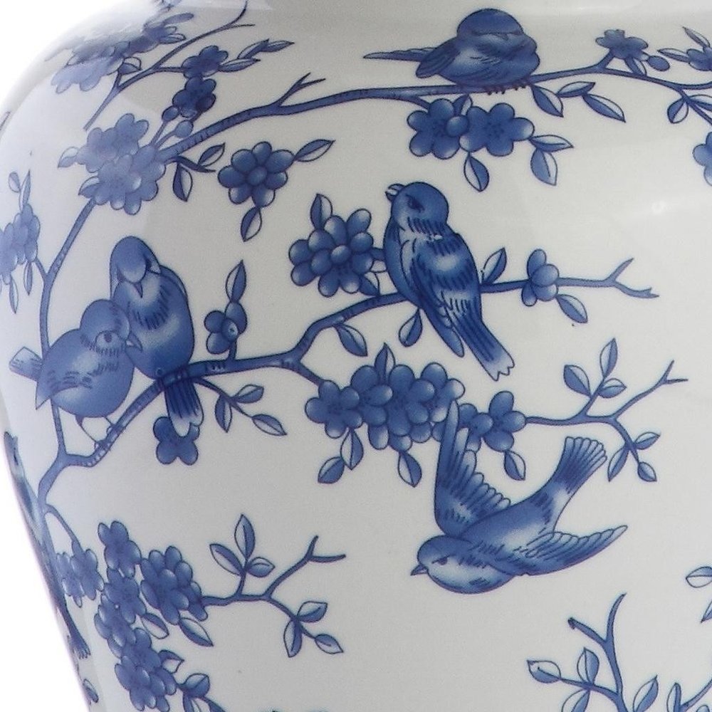 22" Blue Gold And White Urn Table Lamp With Empire Shade HomeRoots