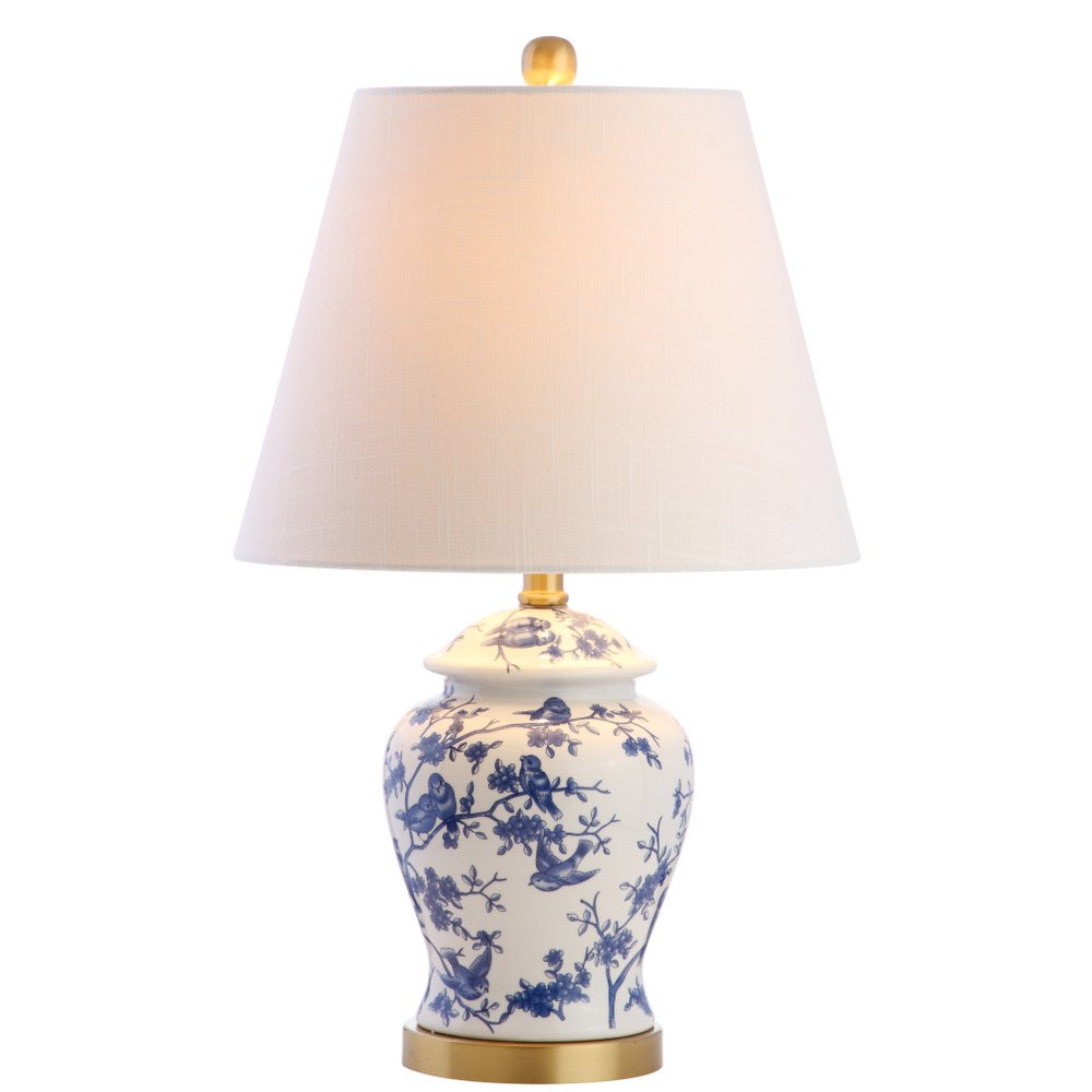 22" Blue Gold And White Urn Table Lamp With Empire Shade HomeRoots