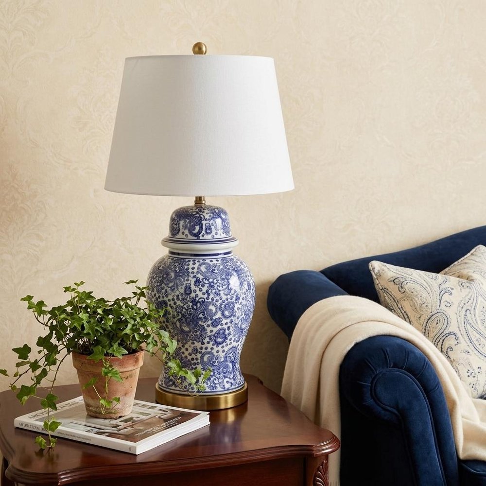 30" Gold Novelty Table Lamp With Drum Shade — view 8