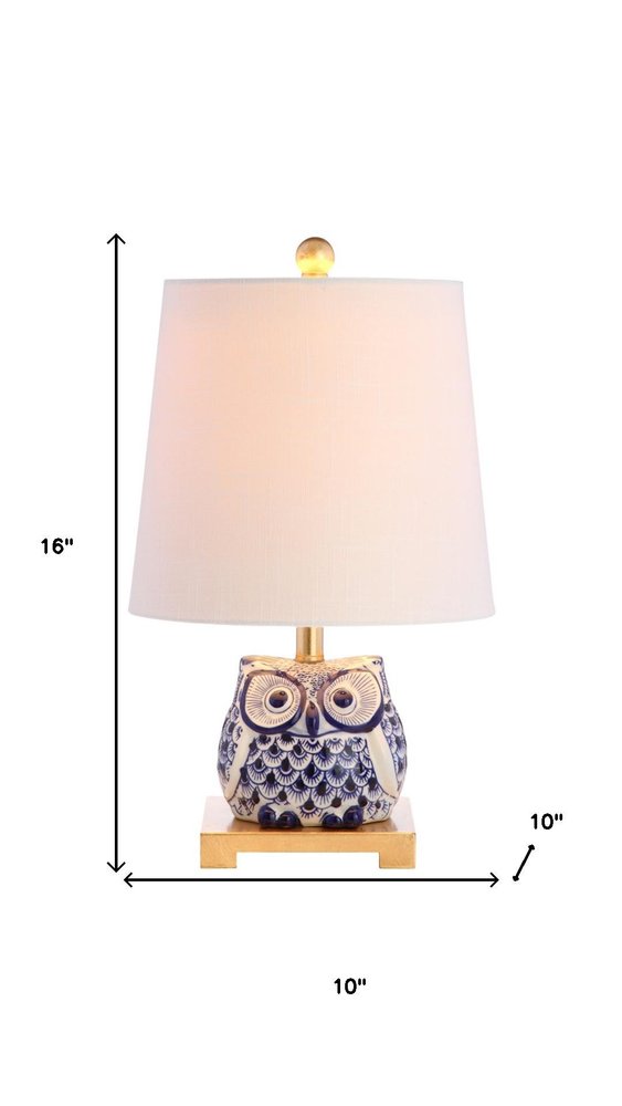 16" Blue Gold And White Novelty Table Lamp With Empire Shade HomeRoots