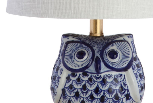 16" Blue Gold And White Novelty Table Lamp With Empire Shade HomeRoots