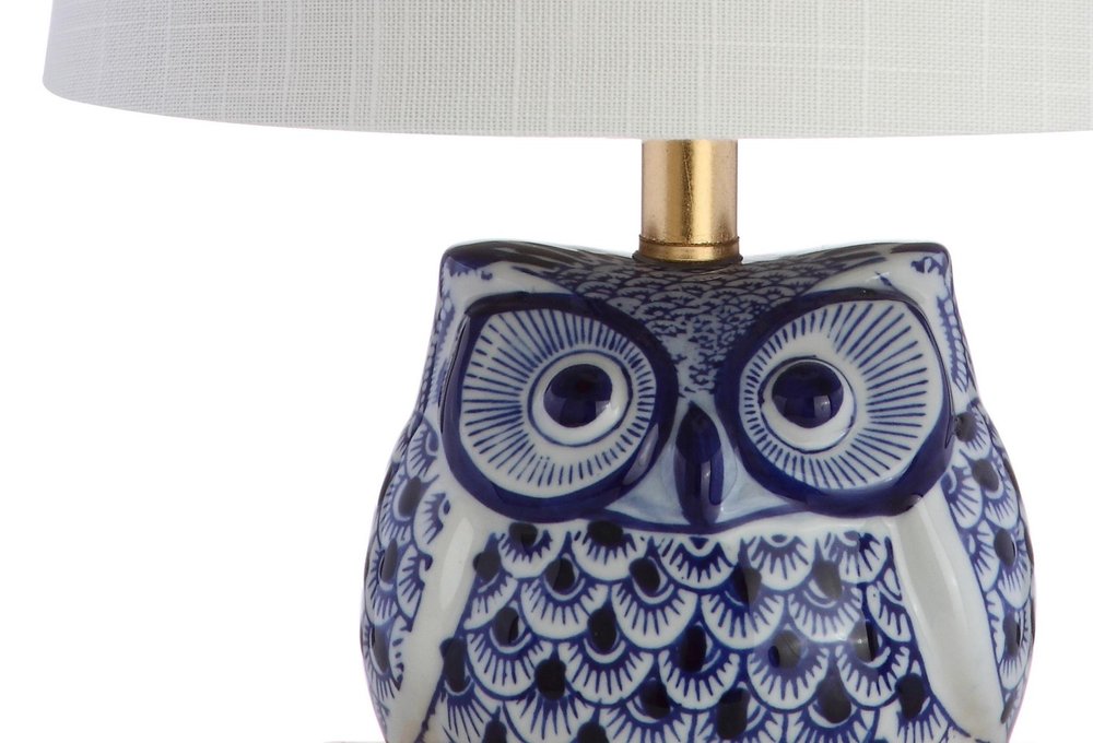 16" Blue Gold And White Novelty Table Lamp With Empire Shade HomeRoots