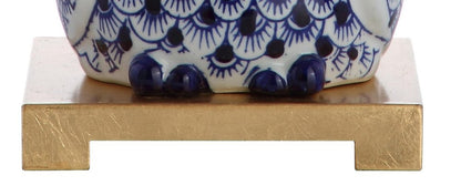 16" Blue Gold And White Novelty Table Lamp With Empire Shade HomeRoots
