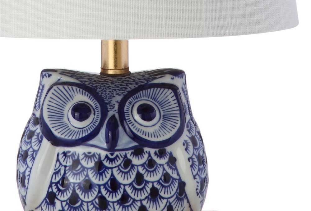 16" Blue Gold And White Novelty Table Lamp With Empire Shade HomeRoots