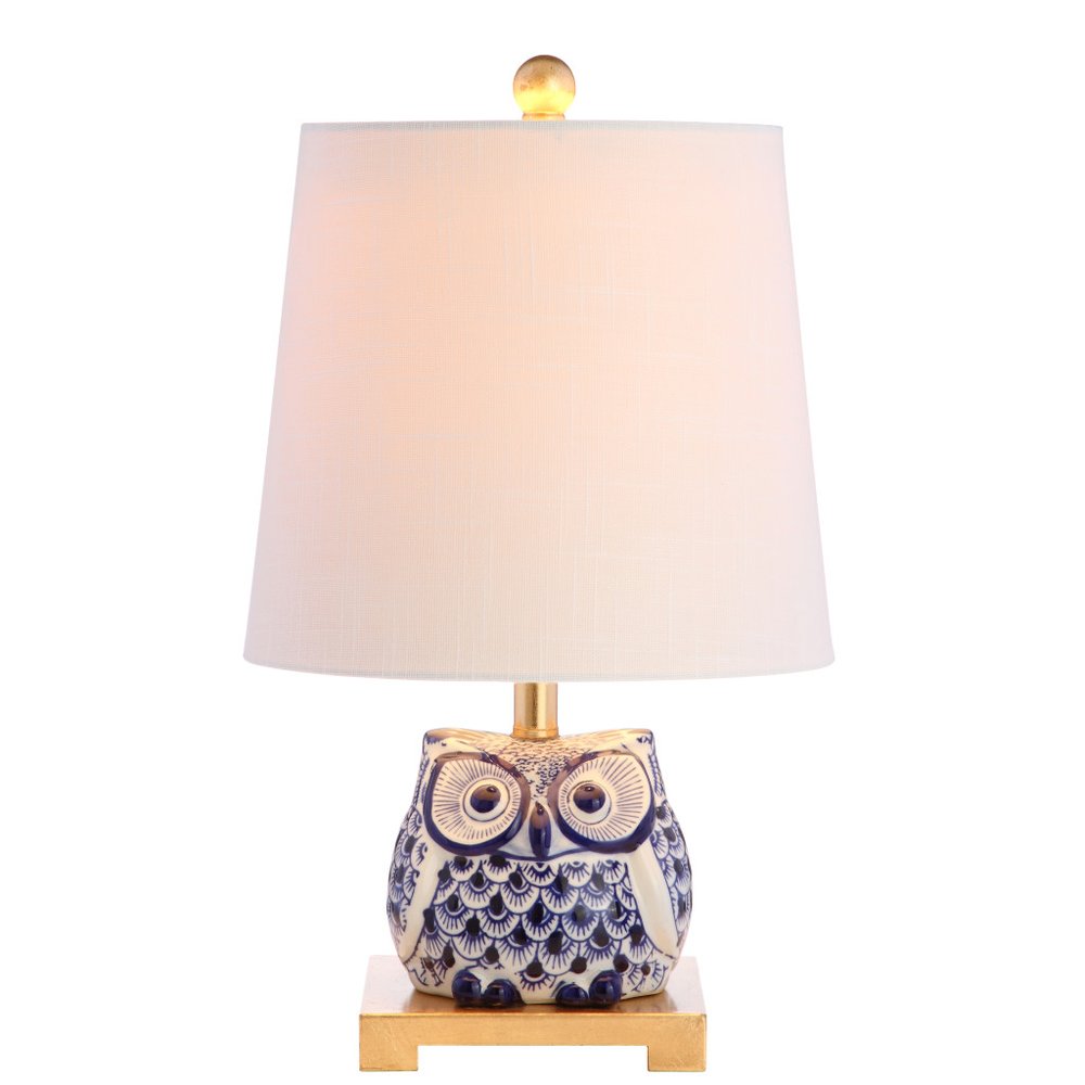 16" Blue Gold And White Novelty Table Lamp With Empire Shade HomeRoots
