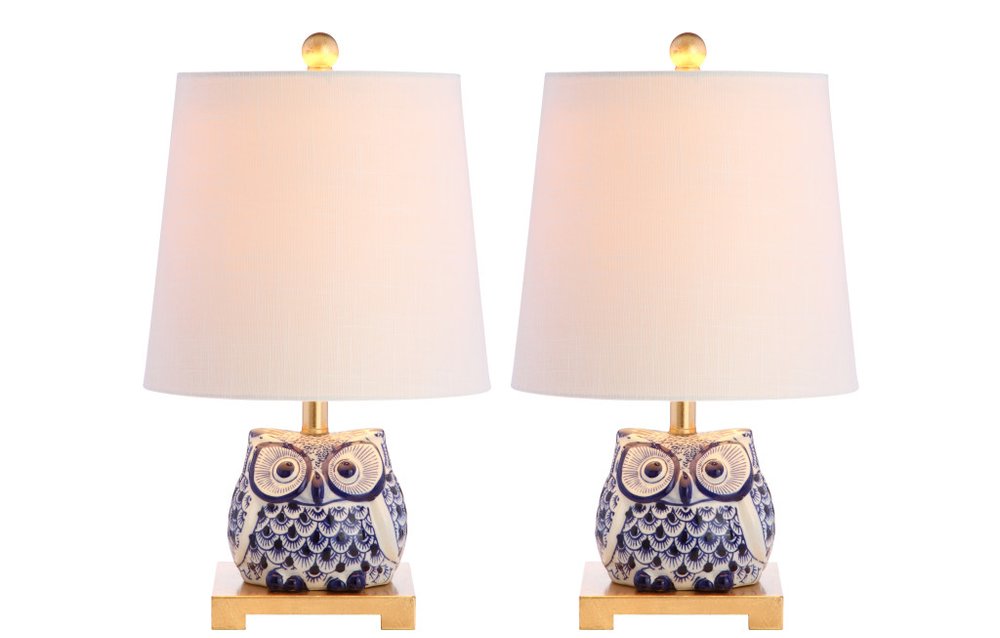 Set of Two 16" Gold Novelty Bedside Lamps With Empire Shades — view 2