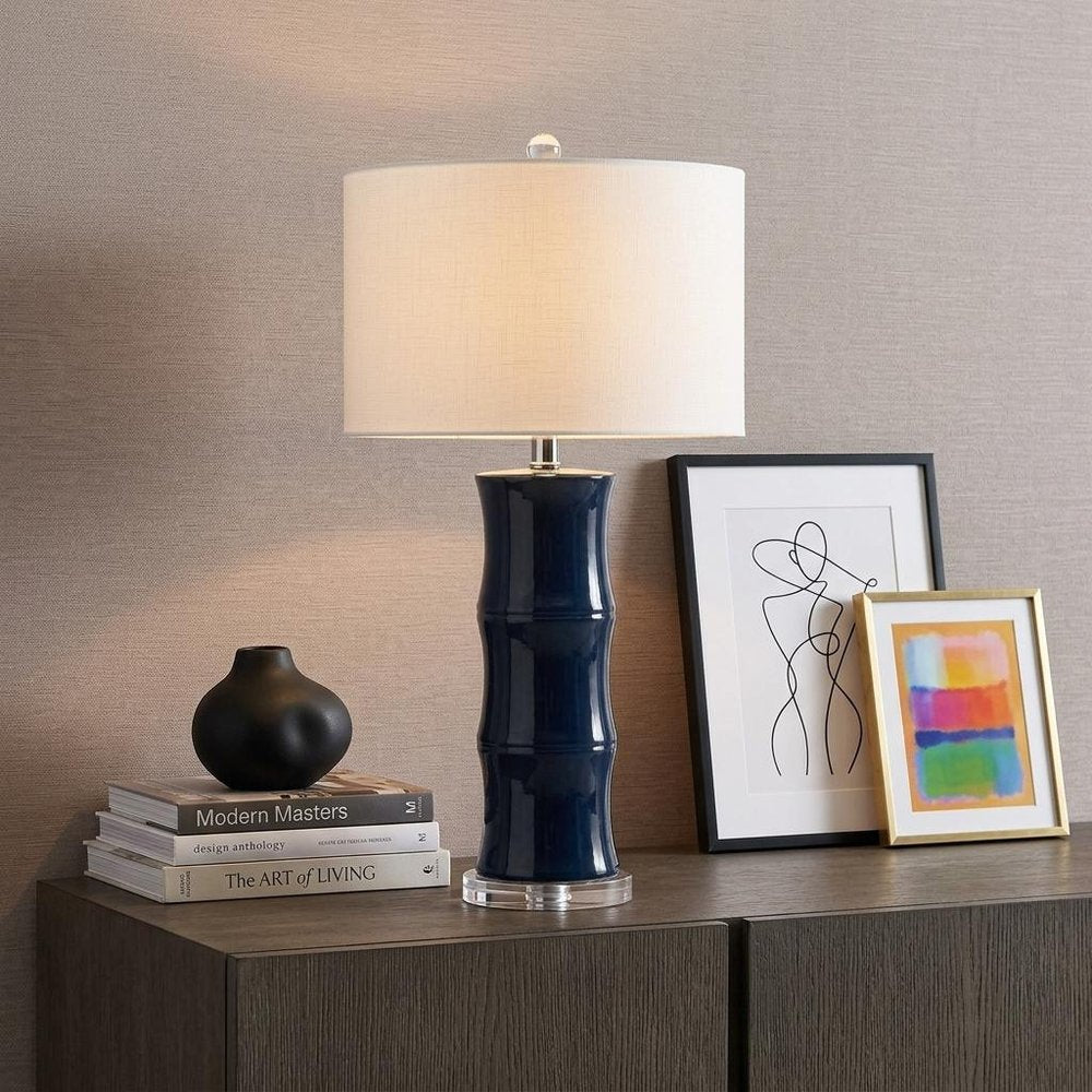 27" Clear Novelty Table Lamp With Drum Shade HomeRoots
