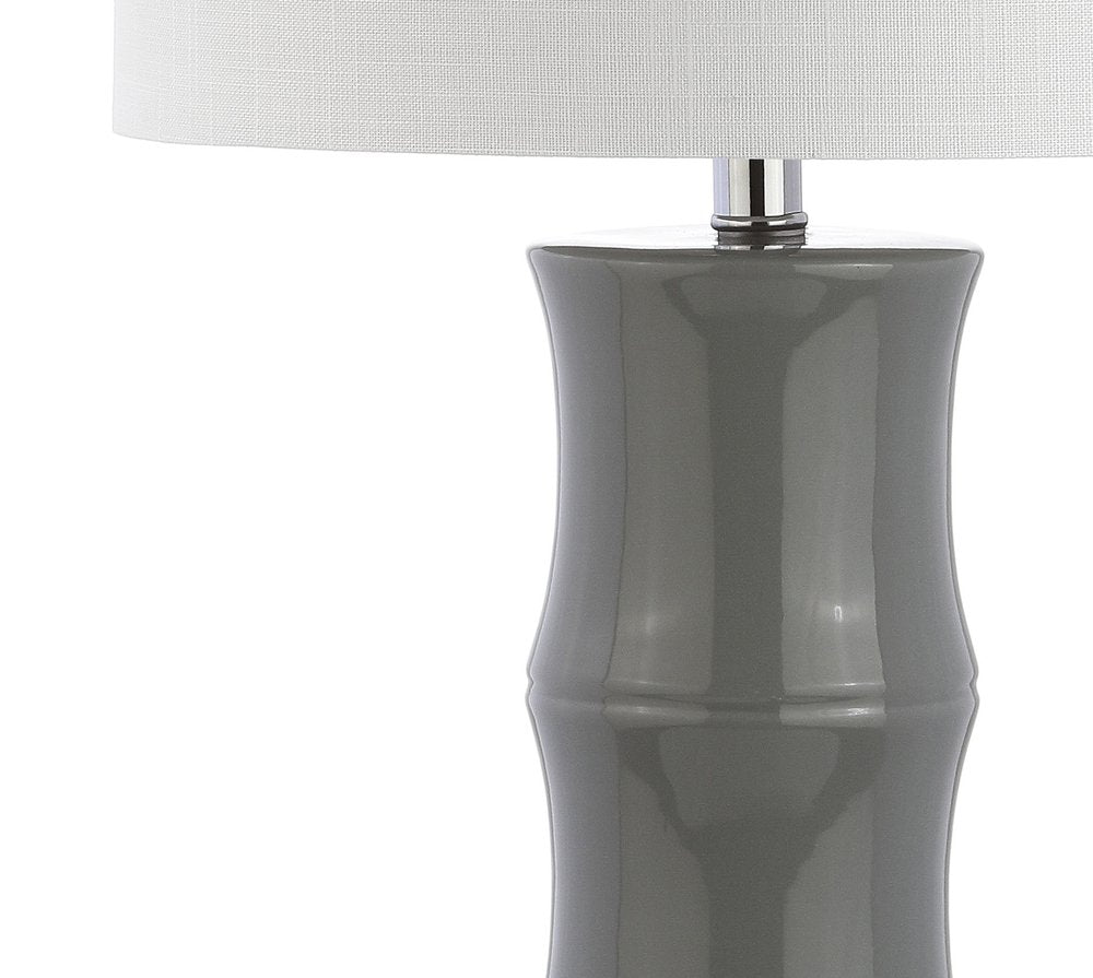 27" Gray And Clear Gourd Bedside Lamp With Drum Shade — view 1
