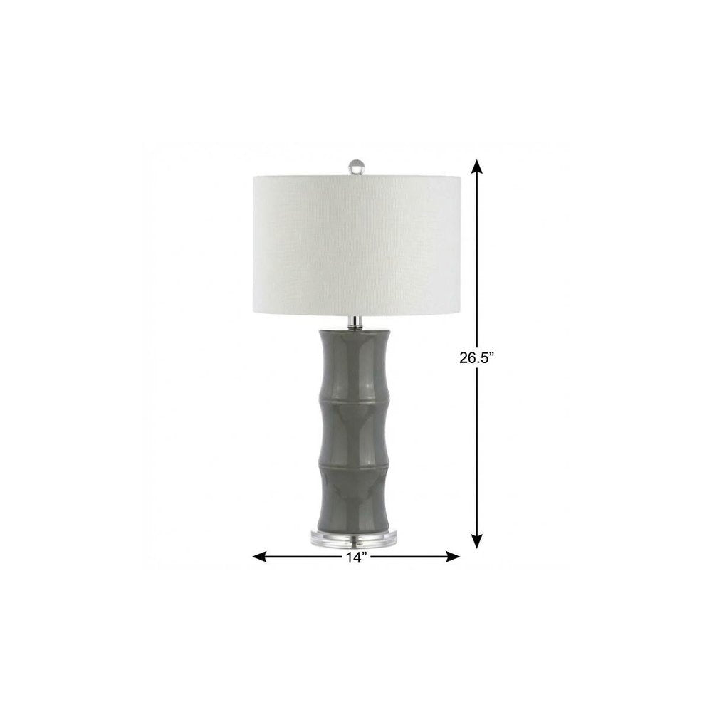 27" Gray And Clear Gourd Bedside Lamp With Drum Shade — view 5