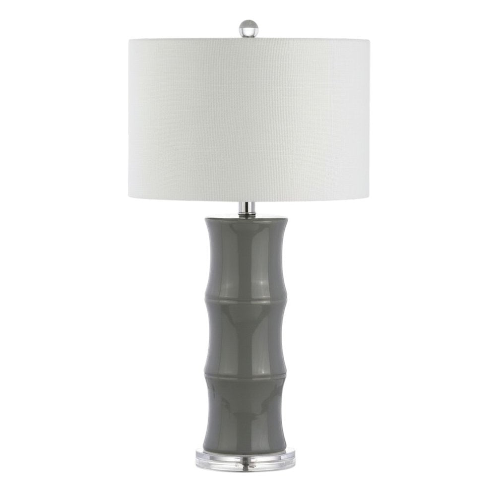 27" Gray And Clear Gourd Bedside Lamp With Drum Shade — view 2