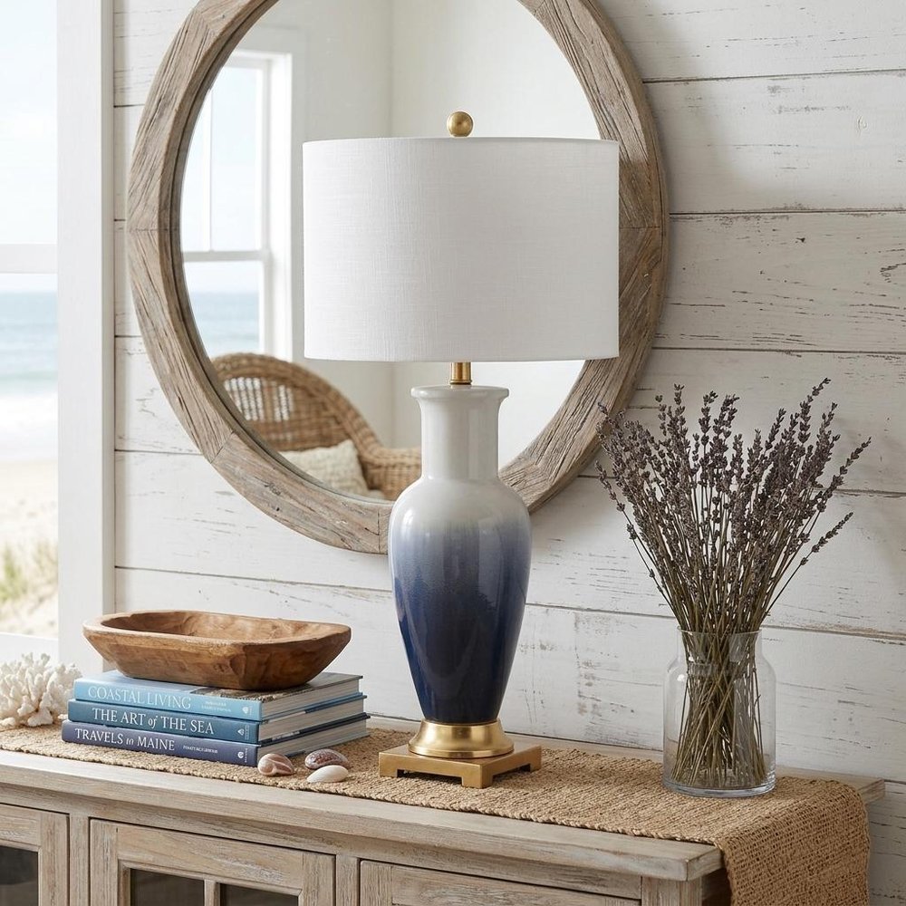 32" Gold Novelty Table Lamp With Drum Shade — view 7