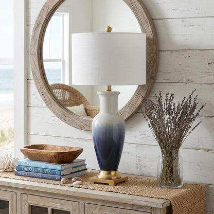 32" Gold Novelty Table Lamp With Drum Shade