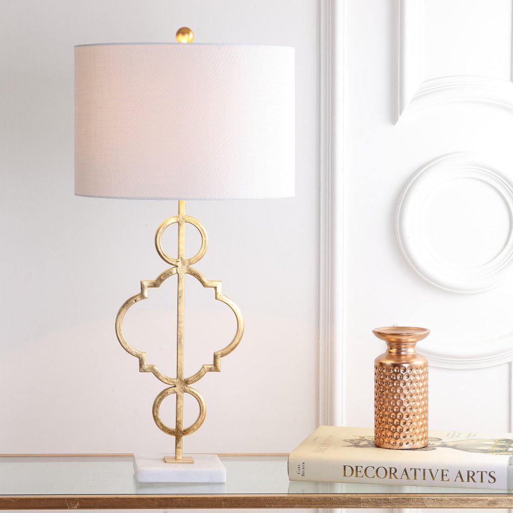 31" White Novelty Table Lamp With Drum Shade — view 1